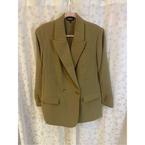 Express Women's Double-Breasted Blazer in Olive